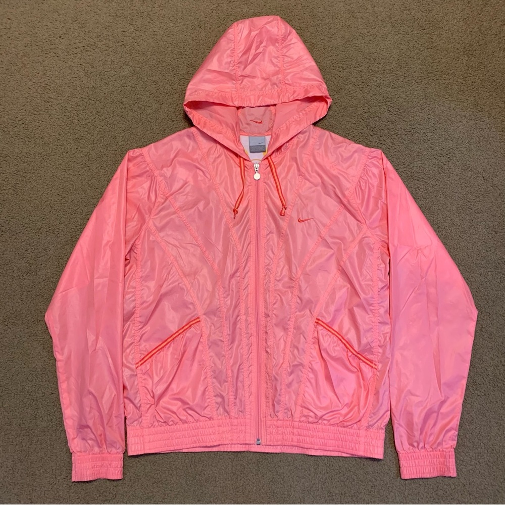 Nike Full Zip Windbreakers Hoodie Jacket Teen 16/18 Pink Full Zip Pockets